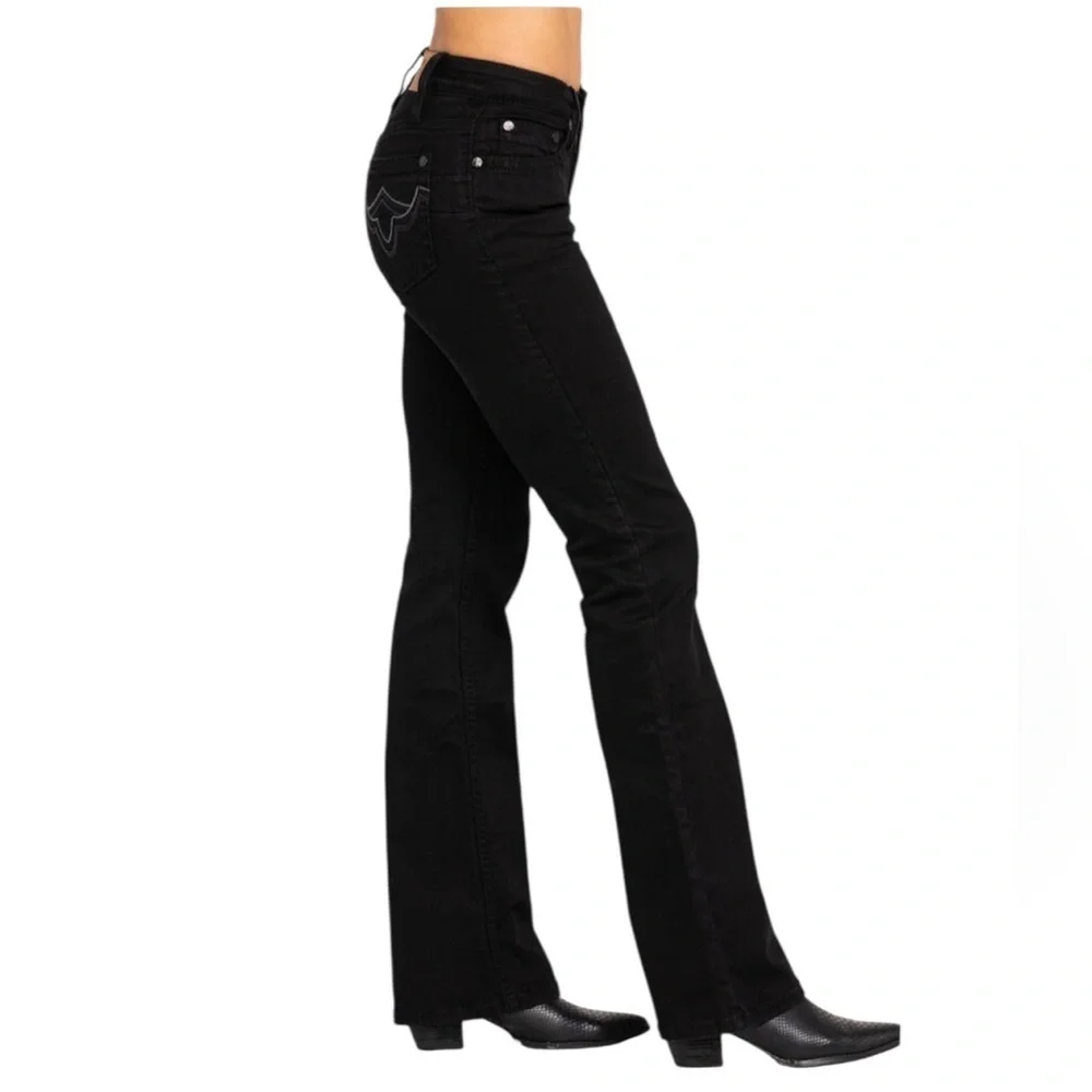 VENUS Women’s Black Cotton Stretch Boot Cut Jeans Festival Concert size 2S EUC